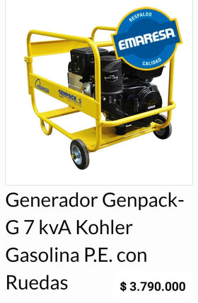 GENERADOR ELECTRICO 7.000 WATTS GENPACK EMARESA 7KVA - 0